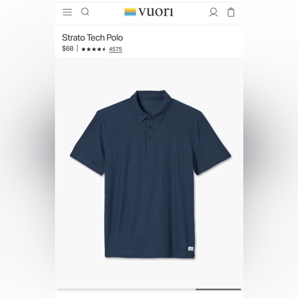 NWT! Vuori Strato Tech Polo Navy Heather Size XL